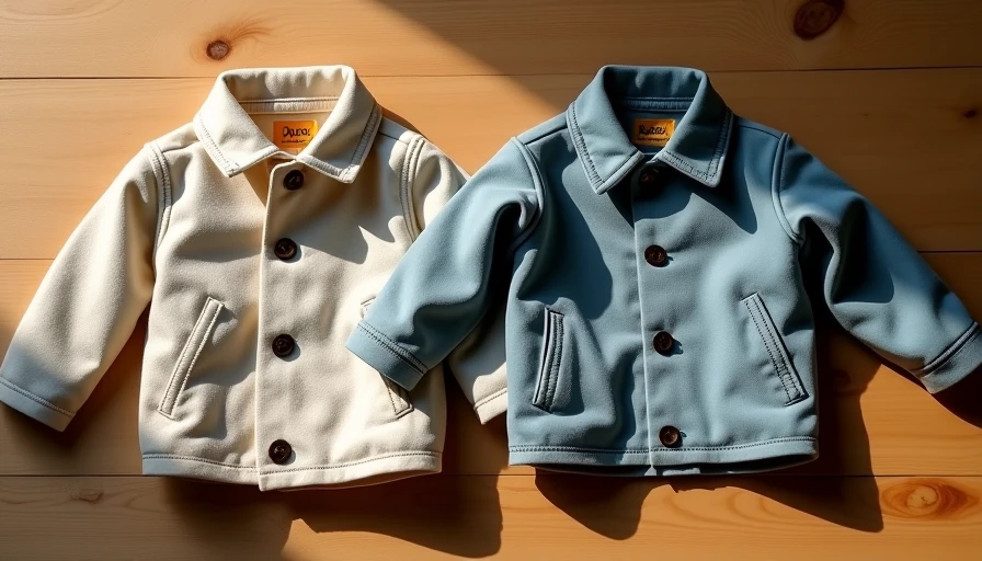 Side-by-side comparison of rigid mini adult style jacket and comfortable kid-friendly twill jacket
