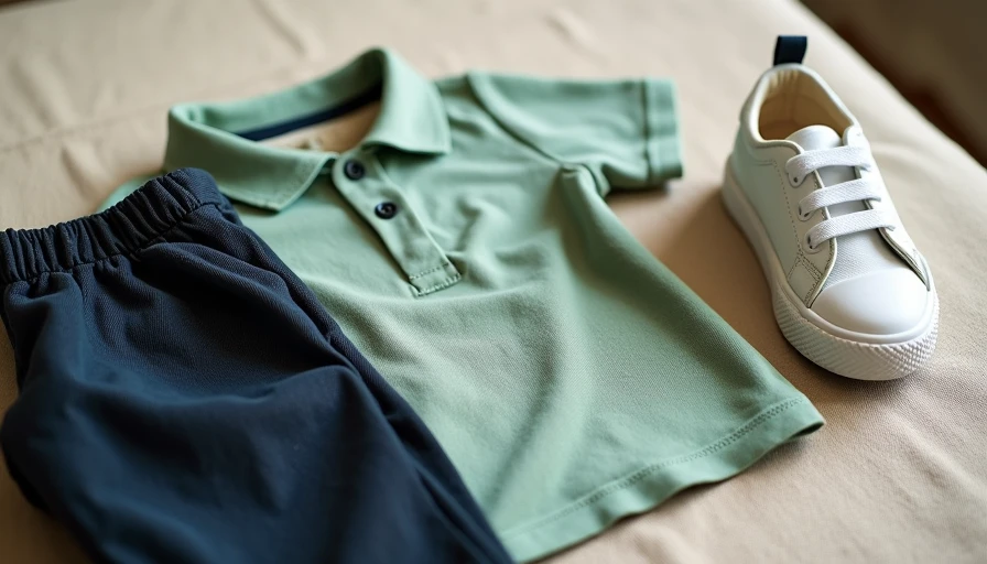 Soft green polo shirt with stretch pants showing practical picture day styling