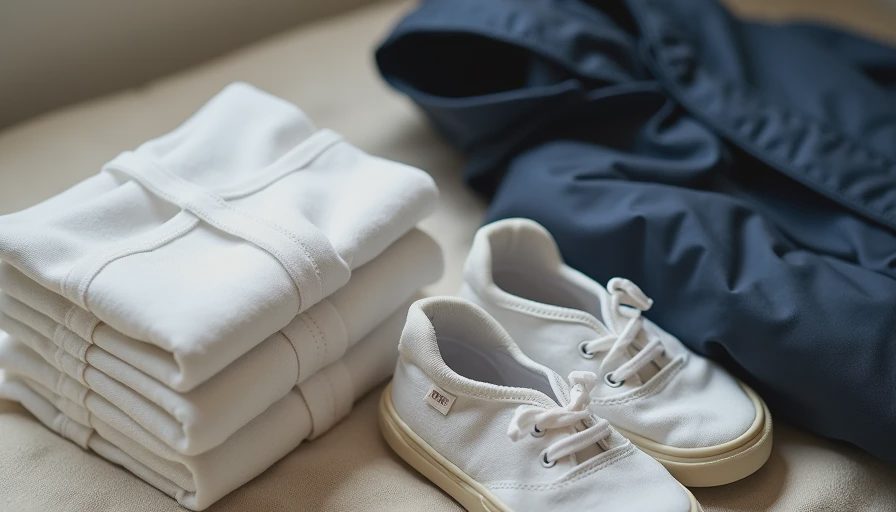 New underwear, sneakers, and rain jacket showing recommended new purchase items