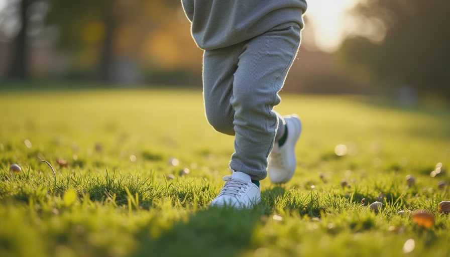Child running comfortably in soft everyday clothes showing Life Cute in action