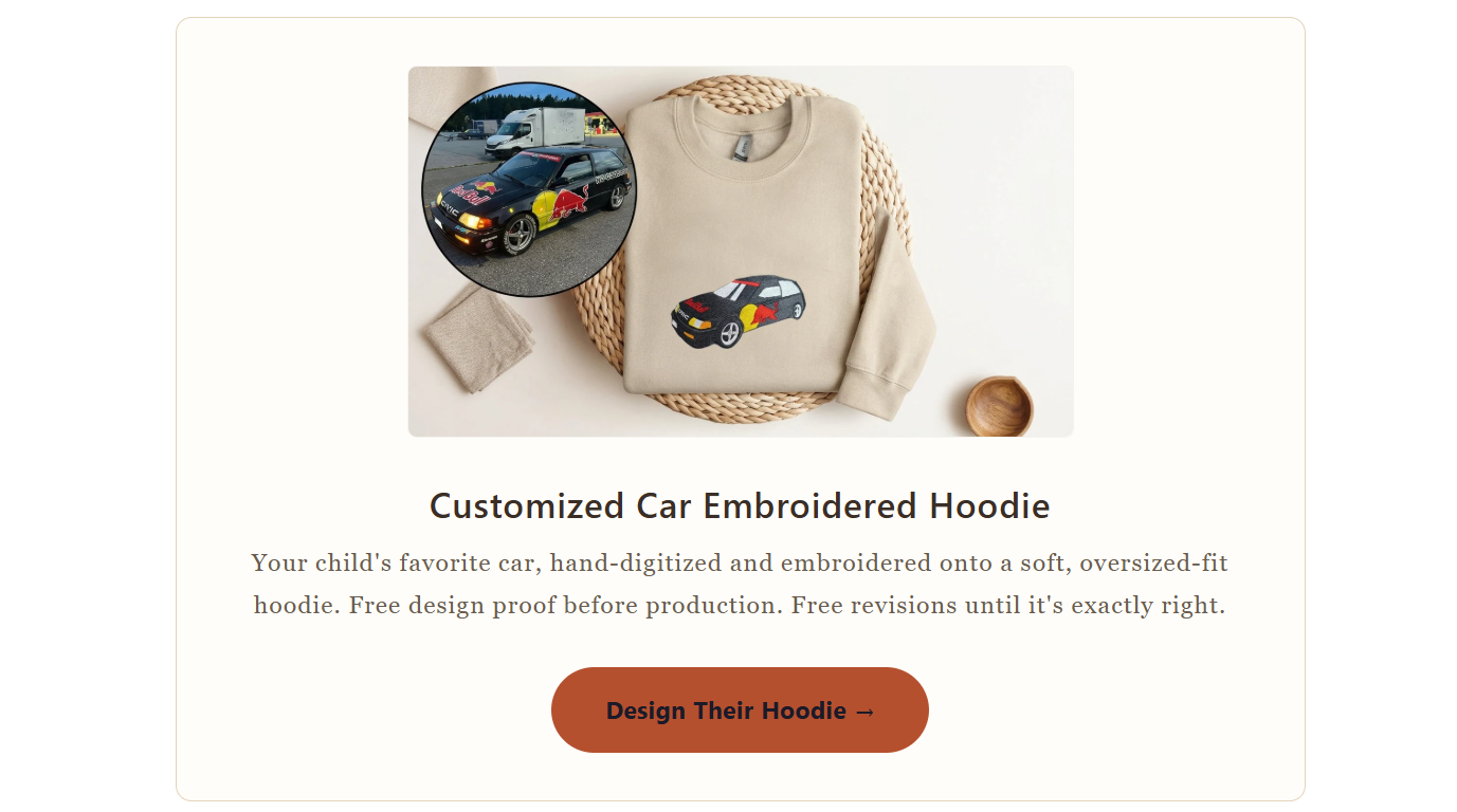 Customized Car Embroidered Hoodie